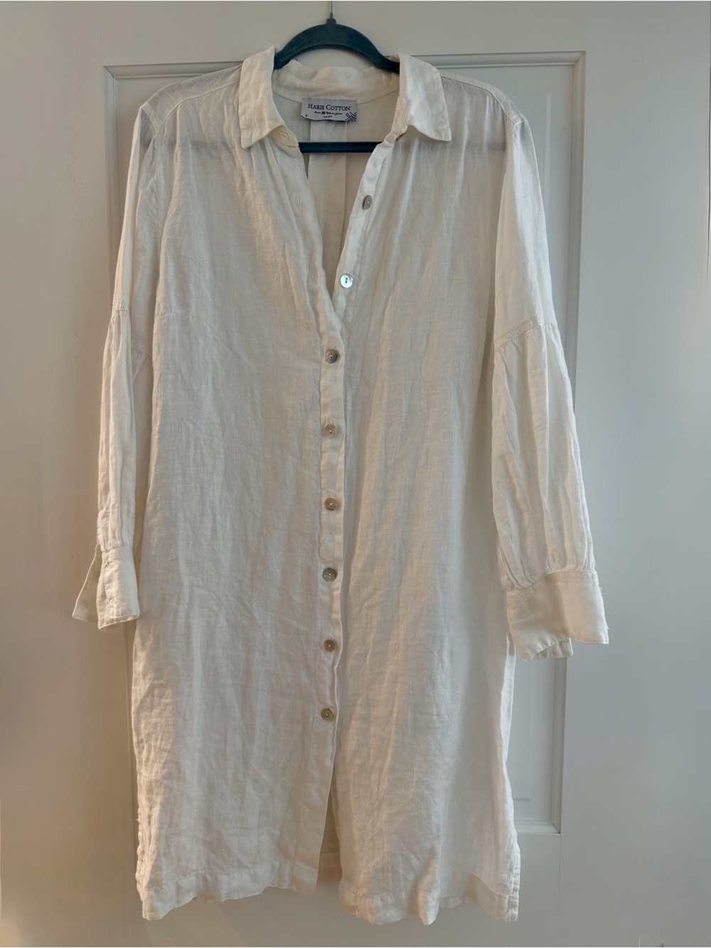 White Linen Button-Front Women’s Dress